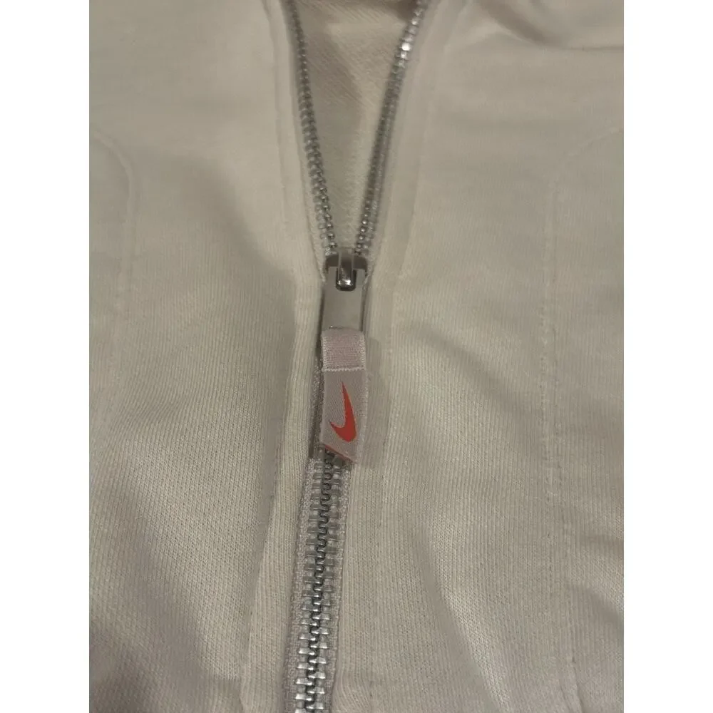 Nike Sportswear Phoenix Fleece Cropped Full Zip Hoodie XS Tan Cream FB7211-104